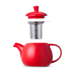 Bule de Chá de Cerâmica com Infusor Egg Duo Teapot Moncloa Vermelho 790ml