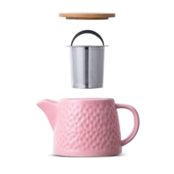 Bule de Chá de Cerâmica com Infusor Knit Duo Teapot Moncloa Rosa 550ml Bule de Chá de Cerâmica com Infusor Knit Duo Teapot Moncloa Rosa 550ml