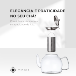 Bule de Chá de Vidro com Infusor Sunday Duo Teapot Moncloa 1.2l