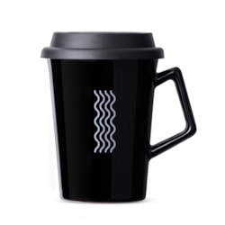 Caneca de Cerâmica com Tampa But First Coffee Moncloa Preto 300ml Caneca de Cerâmica com Tampa But First Coffee Moncloa Preto 300ml