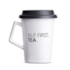 Caneca de Cerâmica com Tampa But First Tea Moncloa Branco 300ml