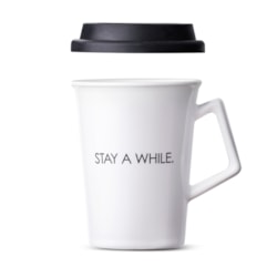Caneca de Cerâmica com Tampa Stay a While Moncloa Branco 300ml Caneca de Cerâmica com Tampa Stay a While Moncloa Branco 300ml