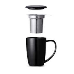 Caneca de Chá de Cerâmica com Infusor Curvy Duo Mug 380ml Moncloa - Preto