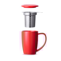 Caneca de Chá de Cerâmica com Infusor Curvy Duo Mug 380ml Moncloa - Vermelho