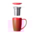 Caneca de Chá de Cerâmica com Infusor Curvy Duo Mug 380ml Moncloa - Vermelho