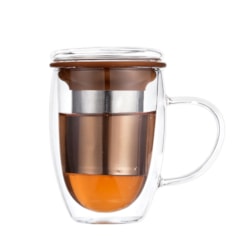 Caneca de Chá de Vidro com Infusor Rebel Duo Cup Moncloa Chocolate 300ml