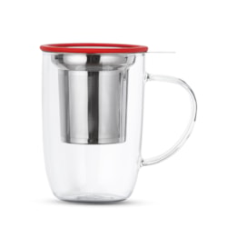 Caneca de Chá de Vidro com Infusor Trendy Duo Cup Moncloa Vermelho 350ml Caneca de Chá de Vidro com Infusor Trendy Duo Cup Moncloa Vermelho 350ml