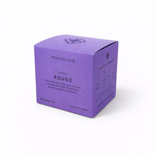 Chá Infusão de Rooibos Rouge Moncloa 15g. Caixa com 10 Sachês.