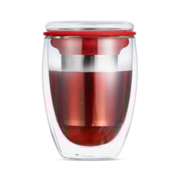 Copo de Chá de Vidro Duplo com Infusor Moody Duo Glass Moncloa Vermelho 300ml Copo de Chá de Vidro Duplo com Infusor Moody Duo Glass Moncloa Vermelho 300ml